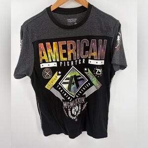 American Fighter lander galaxy graphic heather black t-shirt men’s M MMA